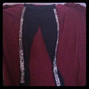 Tuxedo inspired sequined leggings